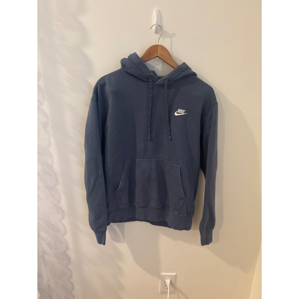 Nike Pullover Hoodie Charcoal Gray Small‎ Embroidered Swoosh Fleece Lined Casual